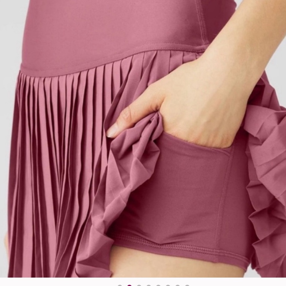 ALO Yoga Pleated Mini Skirt in Dusty Rose - Picture 2 of 7